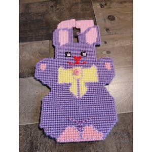 Bunny easter knit decor bow purple